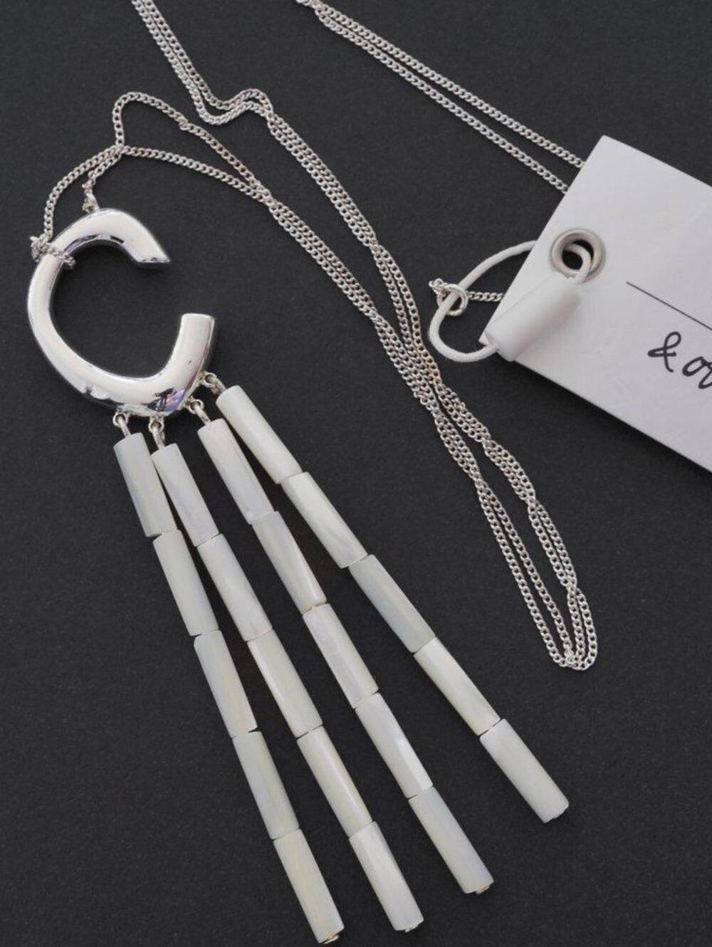 & Other Stories Shell Fringe Pendant Necklace